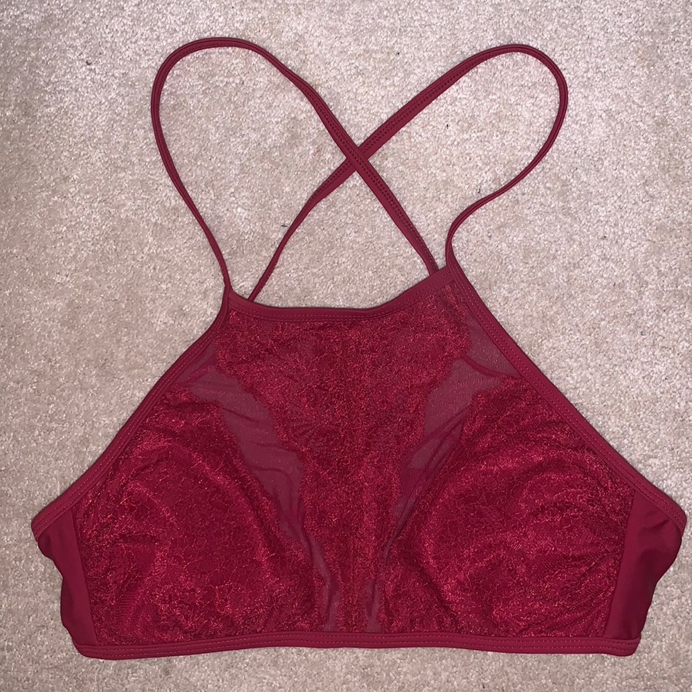 Xhilaration high neck lace swim top